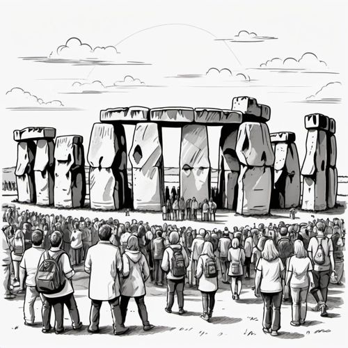 Stonehenge met veel toeristen en bezoekers