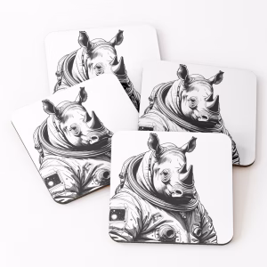 Art print Rhino in spacesuit Neushoorn