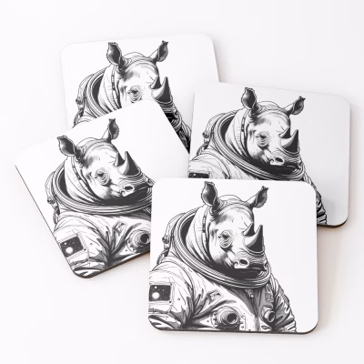 Art print Rhino in spacesuit Neushoorn